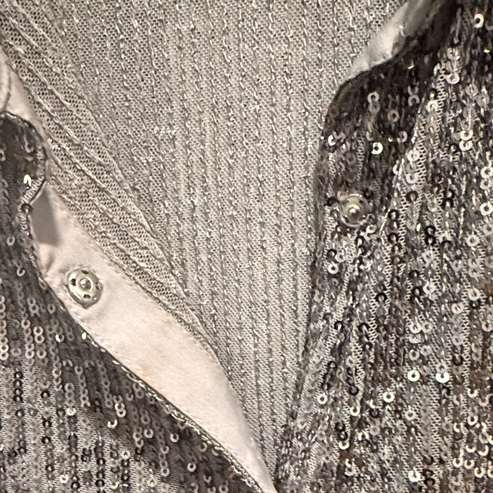 Philosophy Silver Sequin Button Down Shirt - image 3